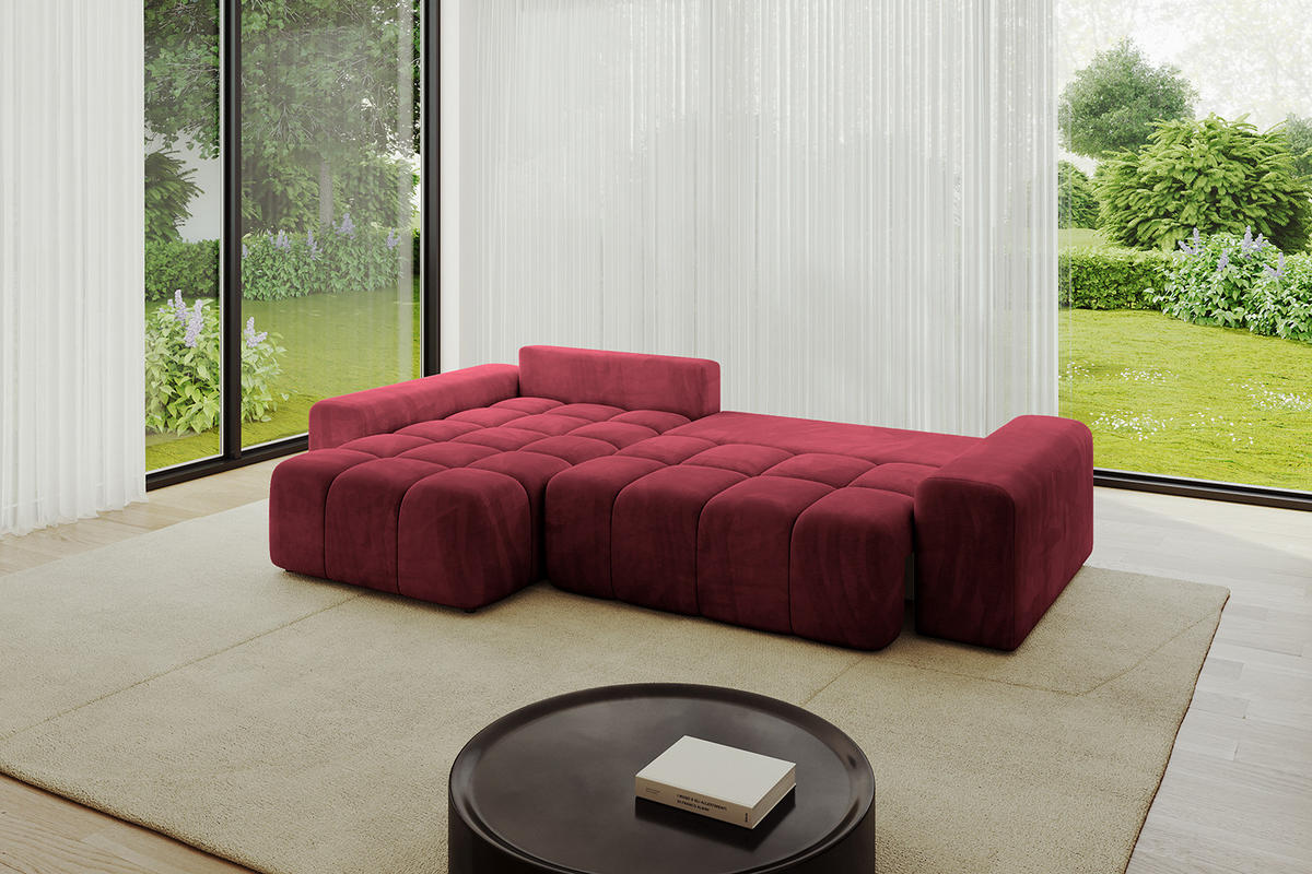 ECKSOFA Ottomane links/rechts ENIL-L 290x175x84 Bordeaux Velours - Bordeaux, Holzwerkstoff/Kunststoff (290/175cm) - ALTDECOR