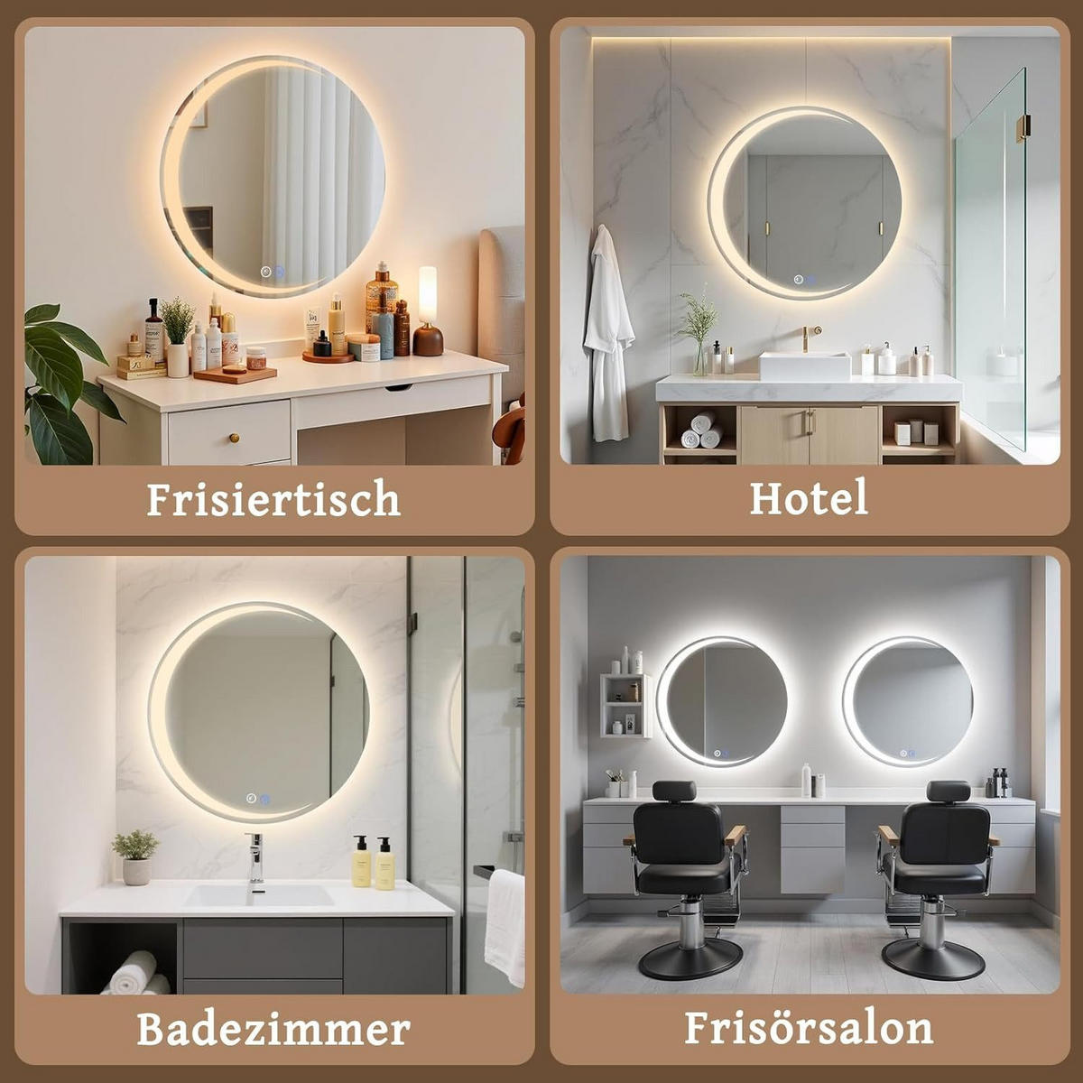 BADSPIEGEL Modern Linas 80/80/2.4 cm - Silberfarben, Metall (80/2.4/80cm) - ZMH