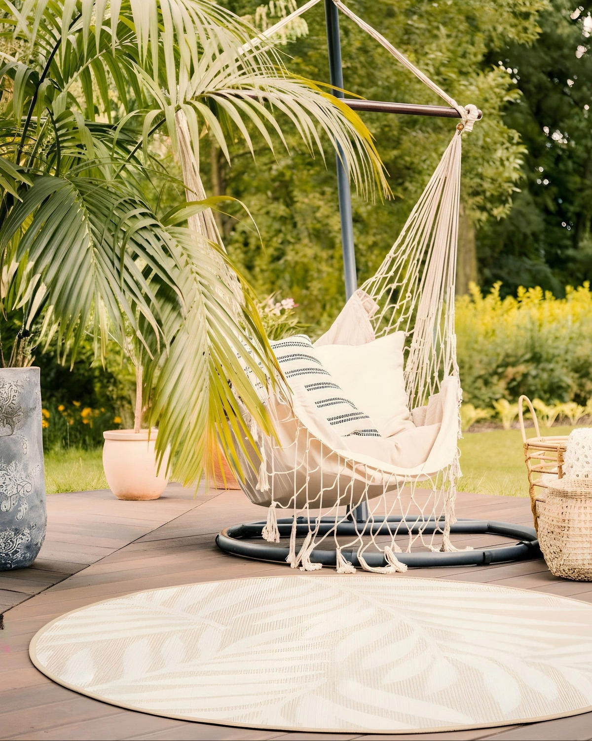 TEPPICH, Runder für Innen und Außen beige - Beige, Textil (120/120cm) - AFK Living