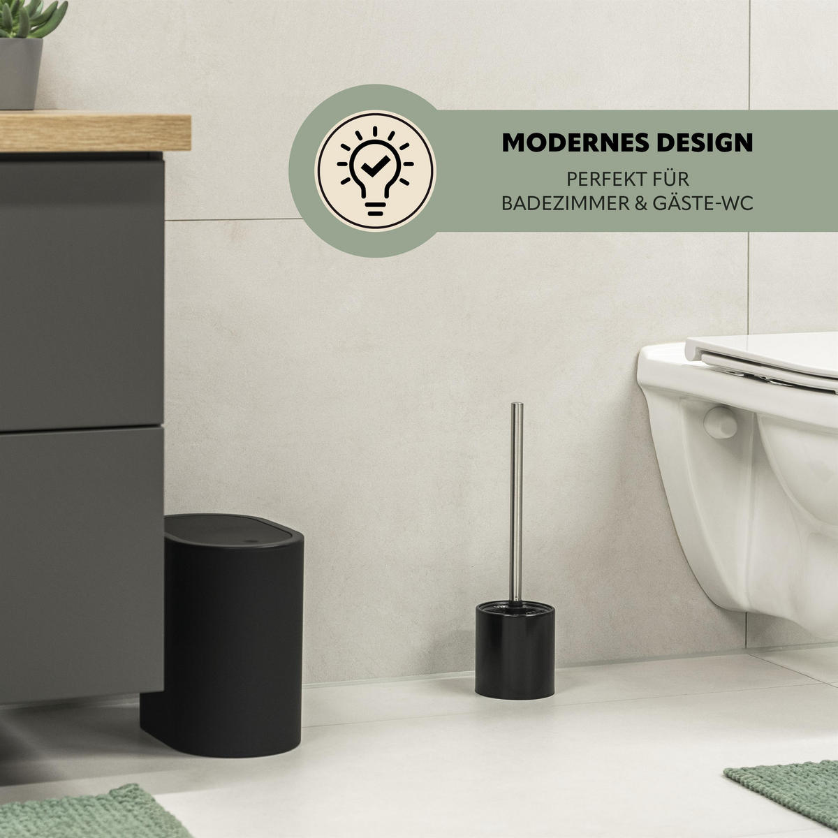 WC-GARNITUR TIRANO, Edelstahl, schwarz - Schwarz, Metall (10/37/10cm) - bremermann