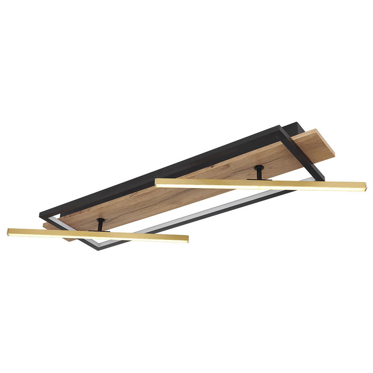 LED DECKENLEUCHTE Holz Schwarz Messing - Schwarz, Metall (81.5/40.5/9cm) - Globo Lighting