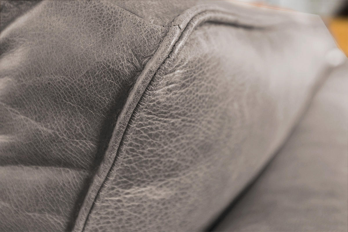 ECKSOFA BLOOM Hellgrau Leder - Hellgrau/Schwarz, Leder/Metall (276/177cm) - KAWOLA