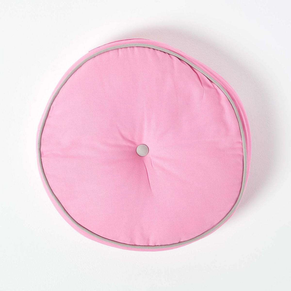 BODENKISSEN rund, rosa-grau, Ø 43/7 cm - Rosa, Textil (43/43/7cm) - Homescapes
