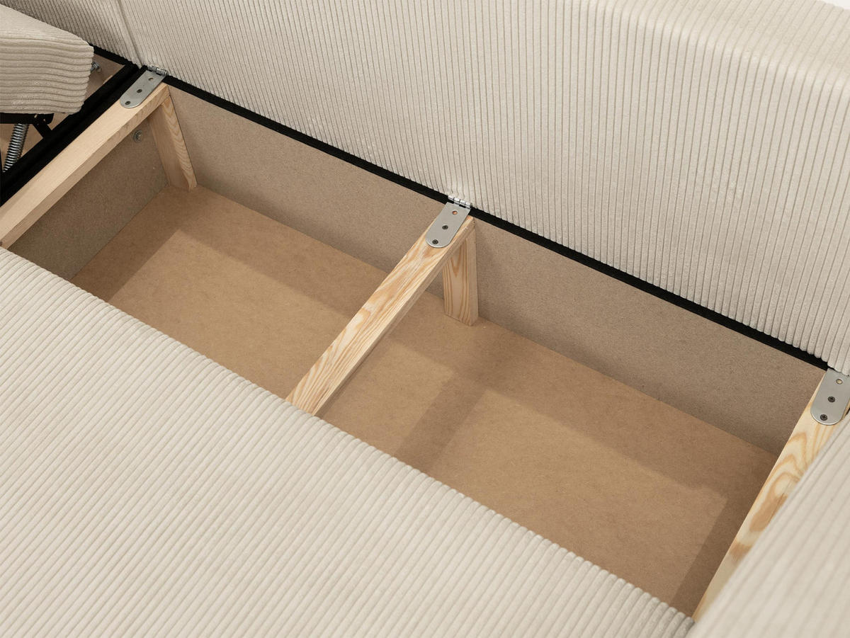 ECKSOFA Kris U Cord - Beige/Schwarz, Holz/Kunststoff (304/80/140cm) - MIRJAN24