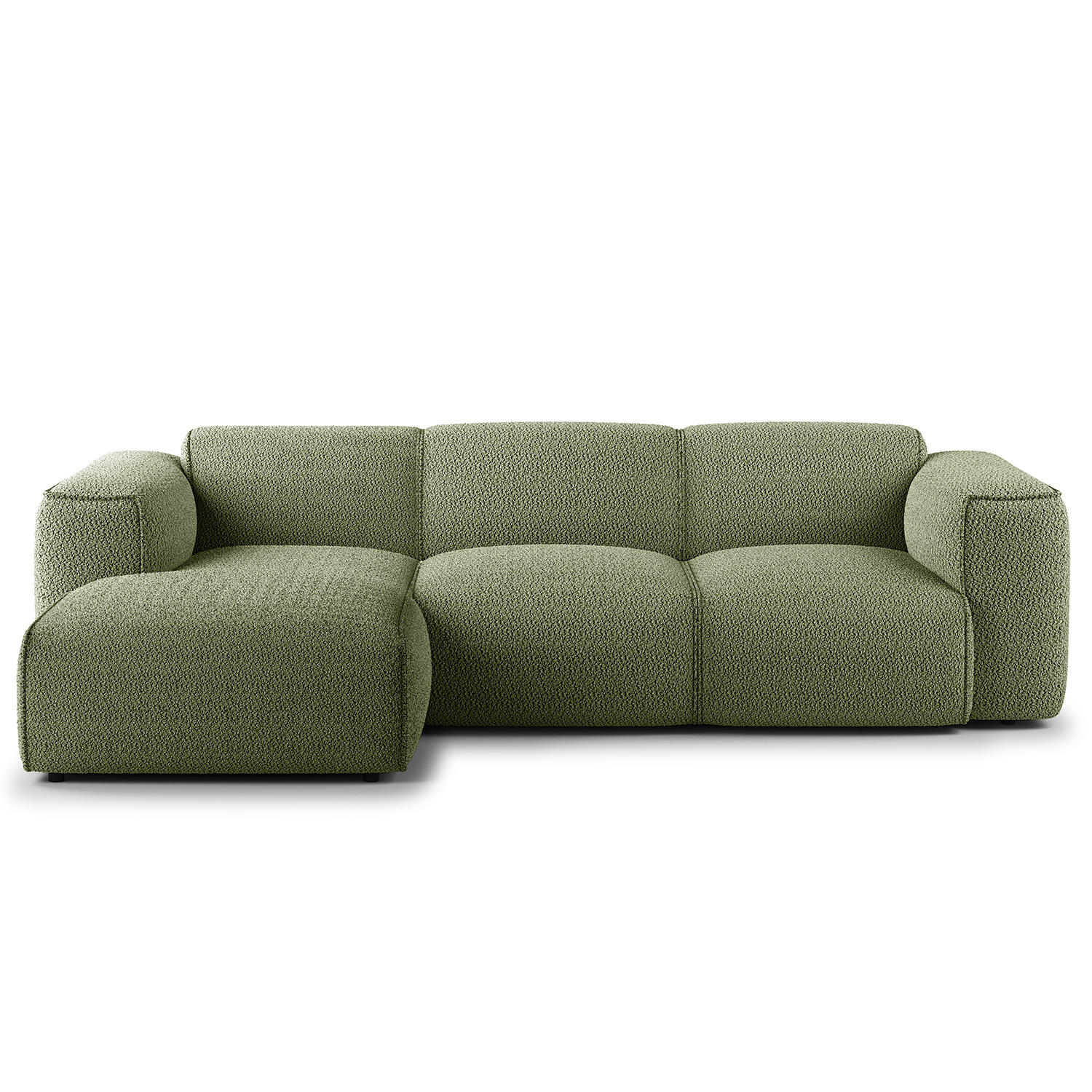 3-SITZER ECKSOFA mit Longchair - Schwarz/Grün, Textil (251/173cm) - home24