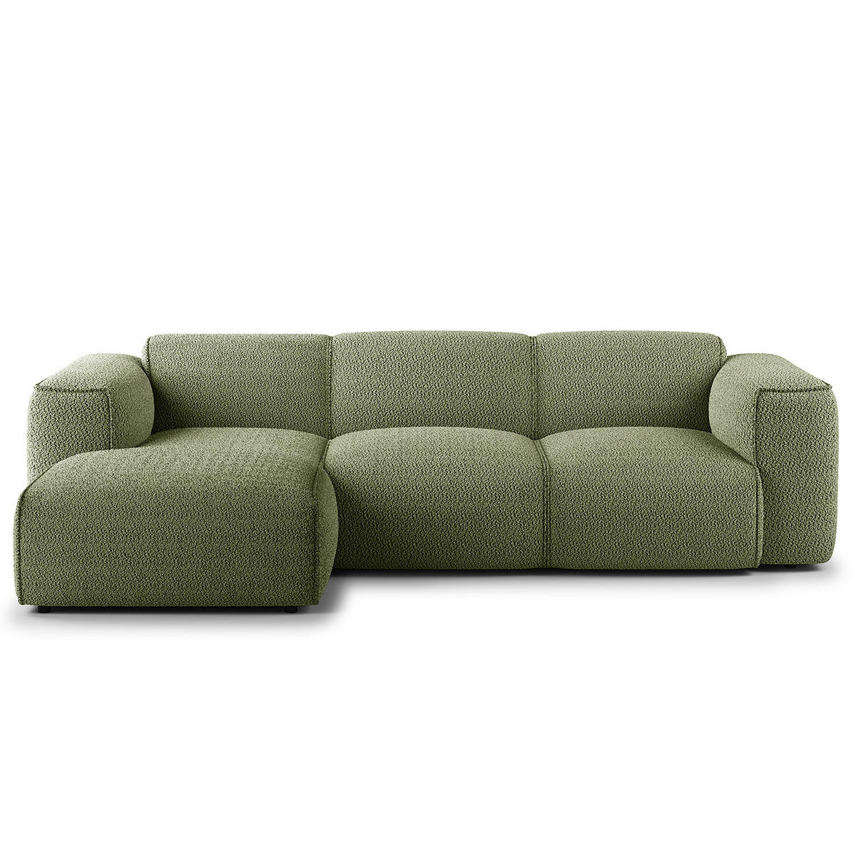 3-SITZER ECKSOFA mit Longchair - Schwarz/Grün, Textil (251/173cm) - home24