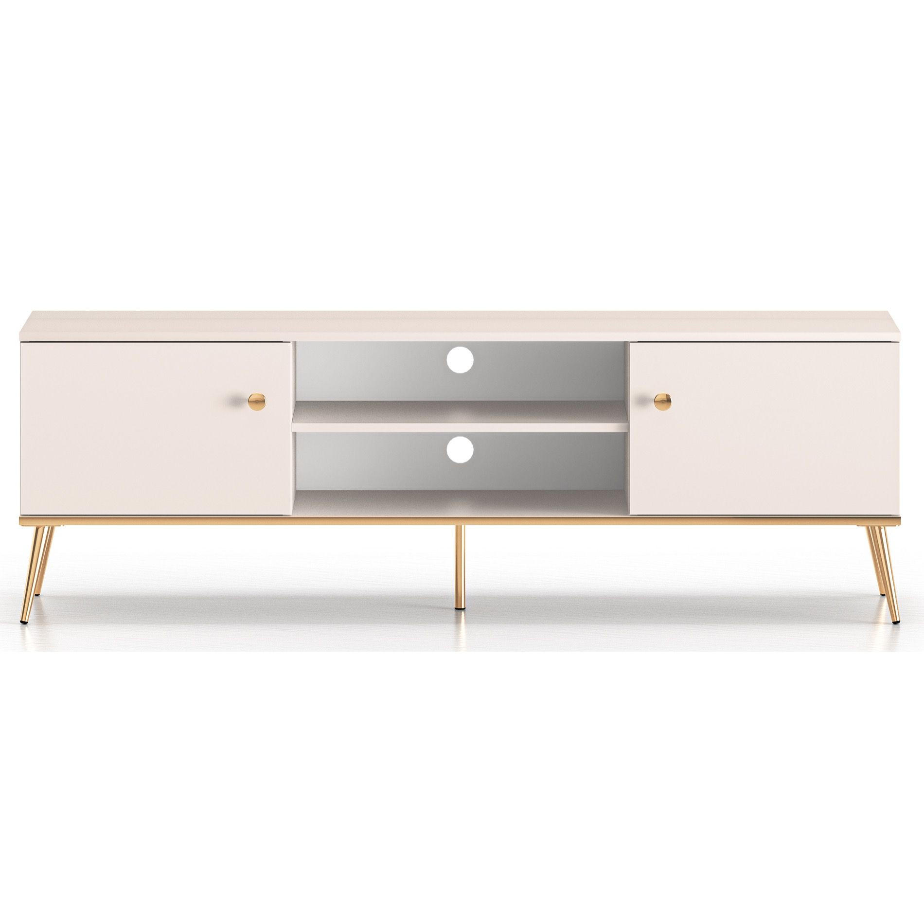 TV-LOWBOARD Selgin Greige 160 cm - Taupe/Goldfarben, Holzwerkstoff/Metall (160/53/39.7cm) - Selsey
