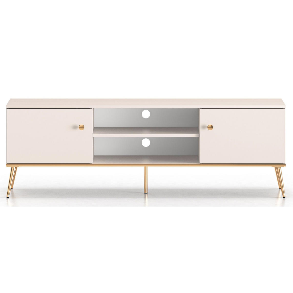 TV-LOWBOARD Selgin Greige 160 cm - Taupe/Goldfarben, Holzwerkstoff/Metall (160/53/39.7cm) - Selsey