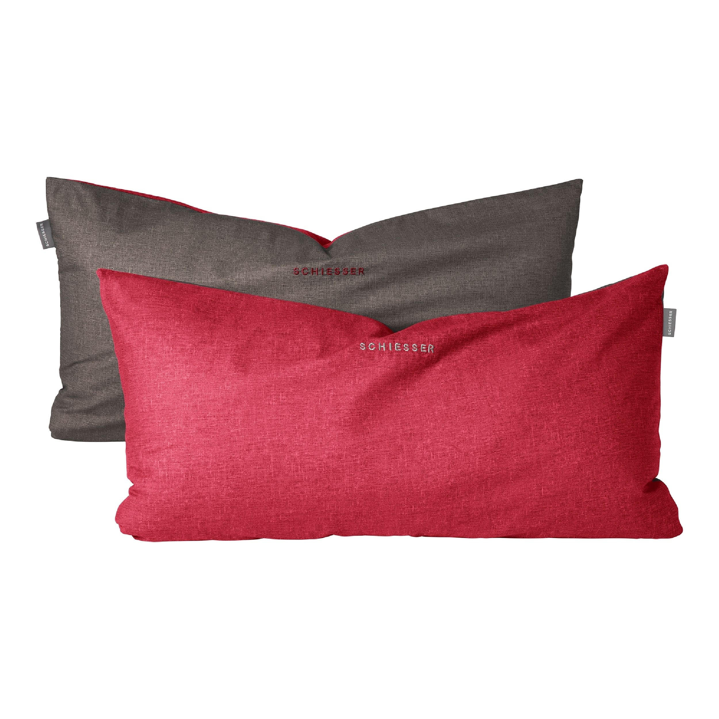 KISSENHÜLLENSET Doubleface Renforcé 2-teilig 40x80 cm Rot-Dunkelgrau - Dunkelgrau/Rot, Textil (40/80cm) - SCHIESSER