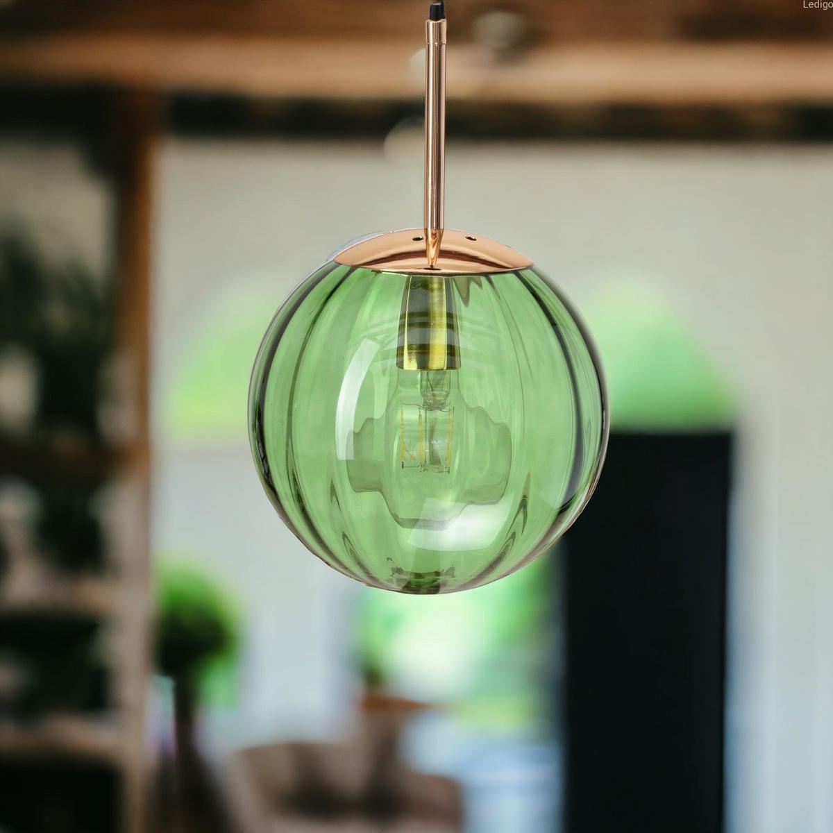 PENDELLEUCHTE Rome - Transparent/Goldfarben, Glas/Metall (20/20/110cm) - kiki design