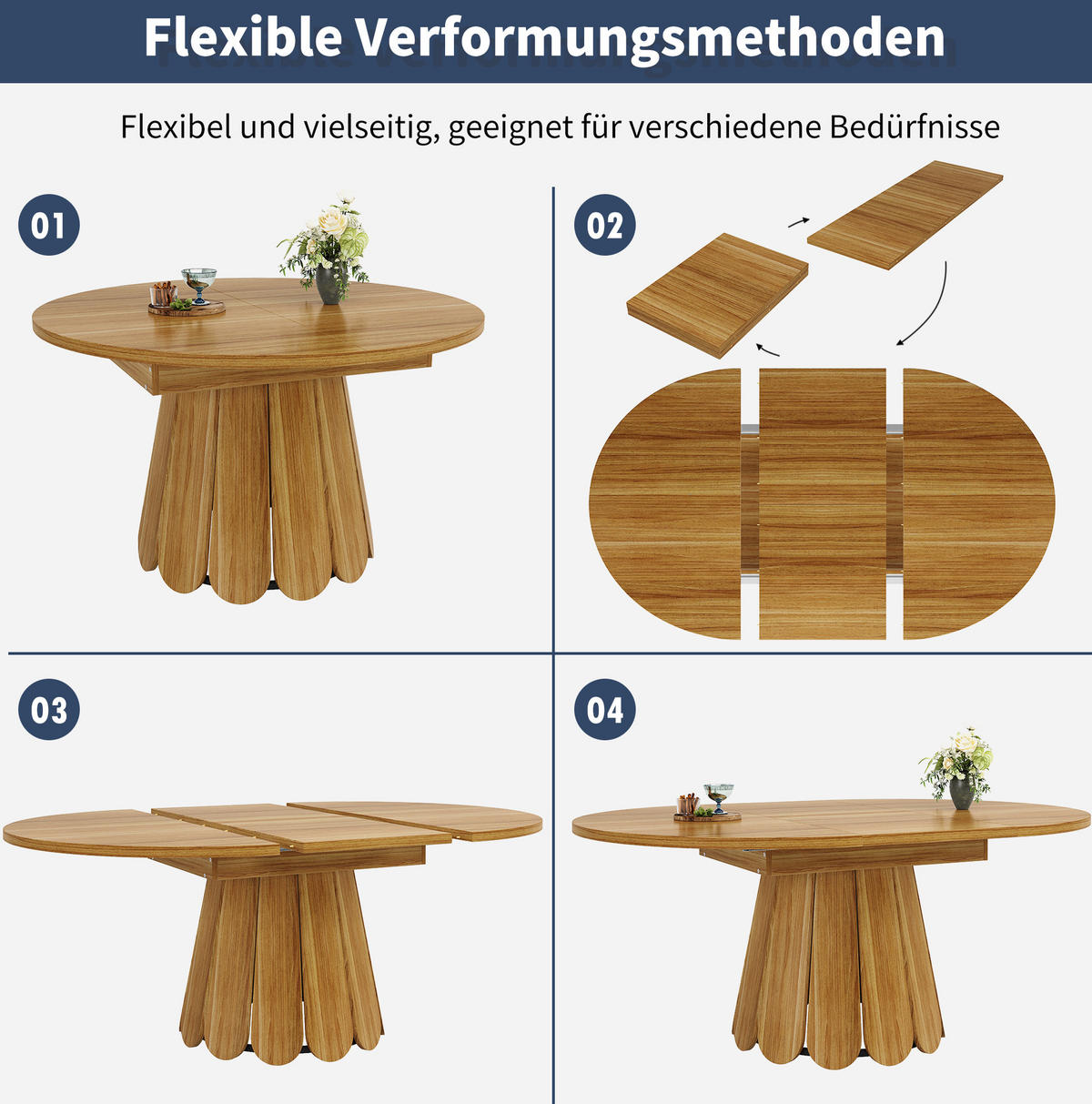 AUSZIEHTISCH 118/76,8 cm in Braun – rund, zu oval ausziehbar - Braun, Holzwerkstoff (118/118/76cm) - BEAOK