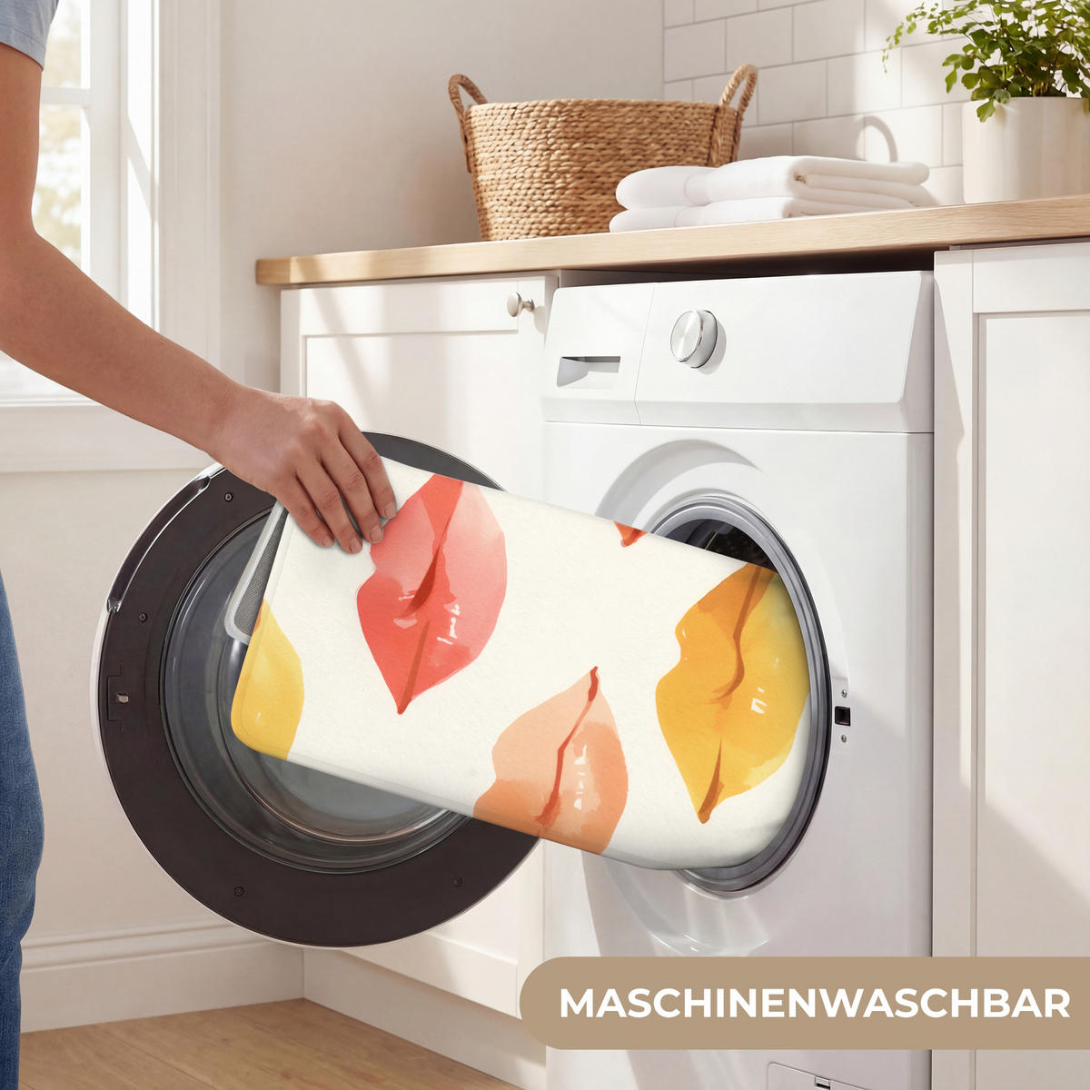 WC PŘEDLOŽKA Rty - barevné - lesklé 50x80 cm - růžová, textil/plast (50/1cm) - OnlyWow