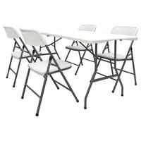 GARTEN-SITZGRUPPE für 4 Personen, 120/70cm, Weiß - Weiß, Kunststoff - Amanka