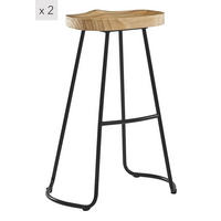 BARHOCKER 2er-Set Holz Braun - Braun, Holz (51/76/42cm) - Nordlys