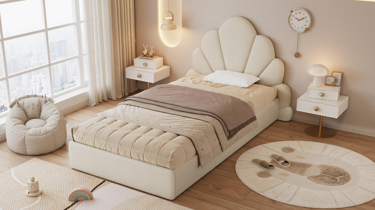 POLSTERBETT 90x200 cm Samt beige - Beige, Textil (90/200cm) - Fortuna Lai