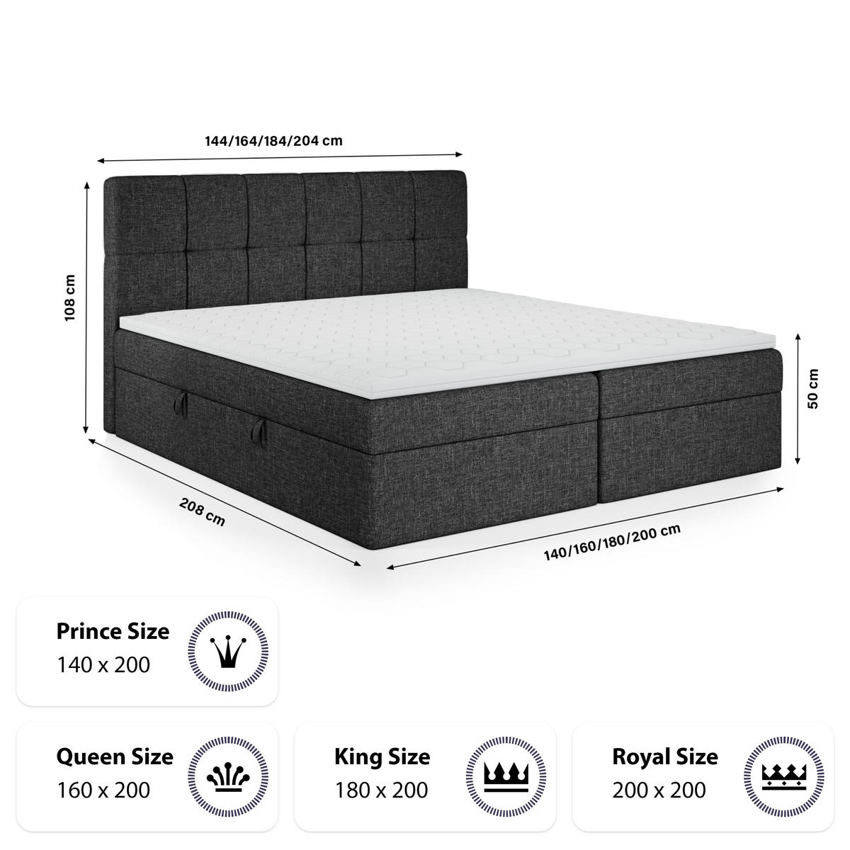 BOXBETT Mokpo 140x200 cm, Schwarz - Schwarz, Textil (140/200cm) - Fedve
