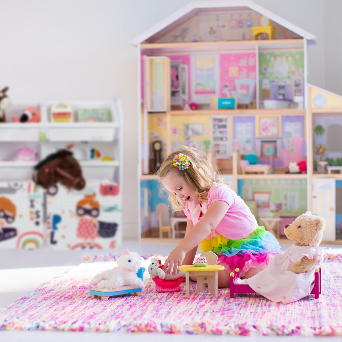 KINDERREGAL - Weiß, Holz/Holzwerkstoff (82.5/80.5/30cm) - Relaxdays