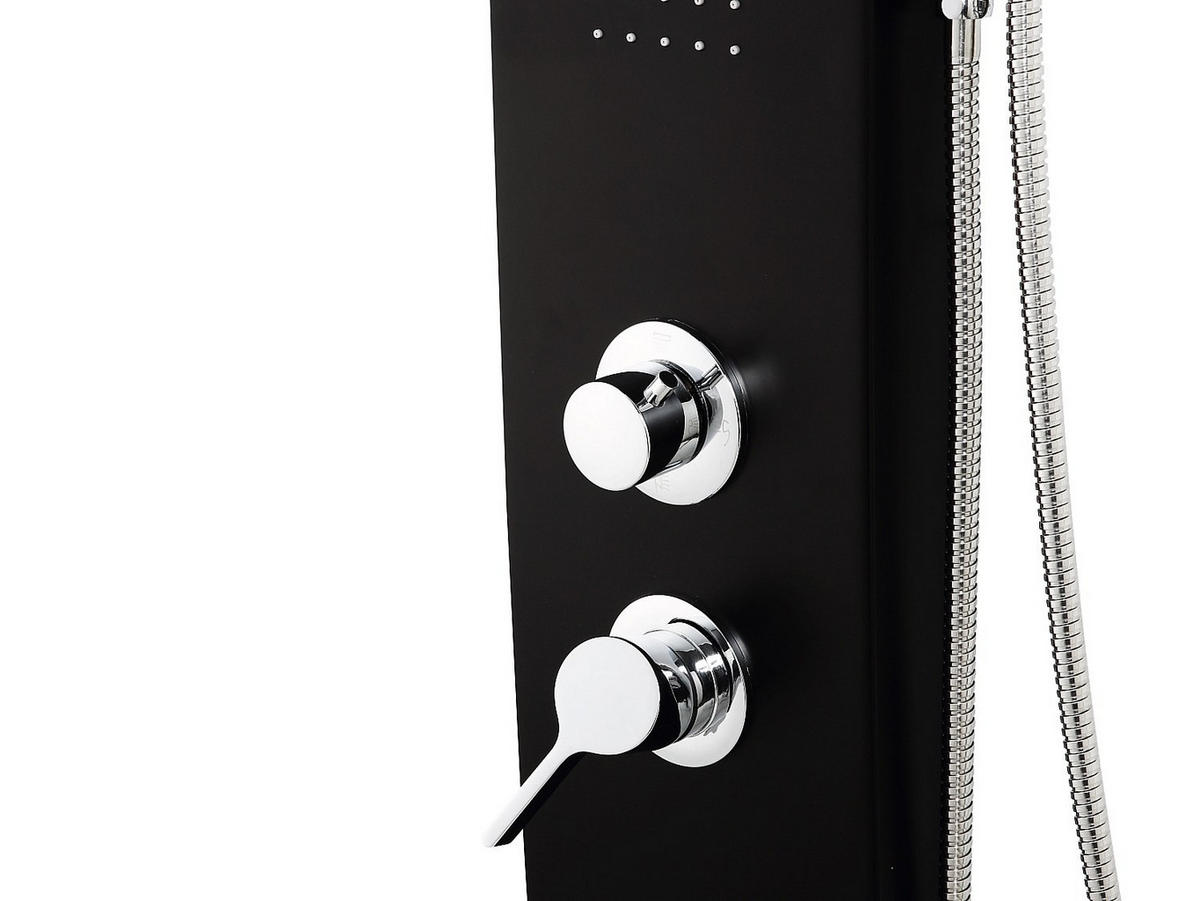 MASSAGE Duschsäule - 20 x 132 cm - Schwarz - KOURBEA - Schwarz, Kunststoff (20/132/50cm) - Vente-Unique