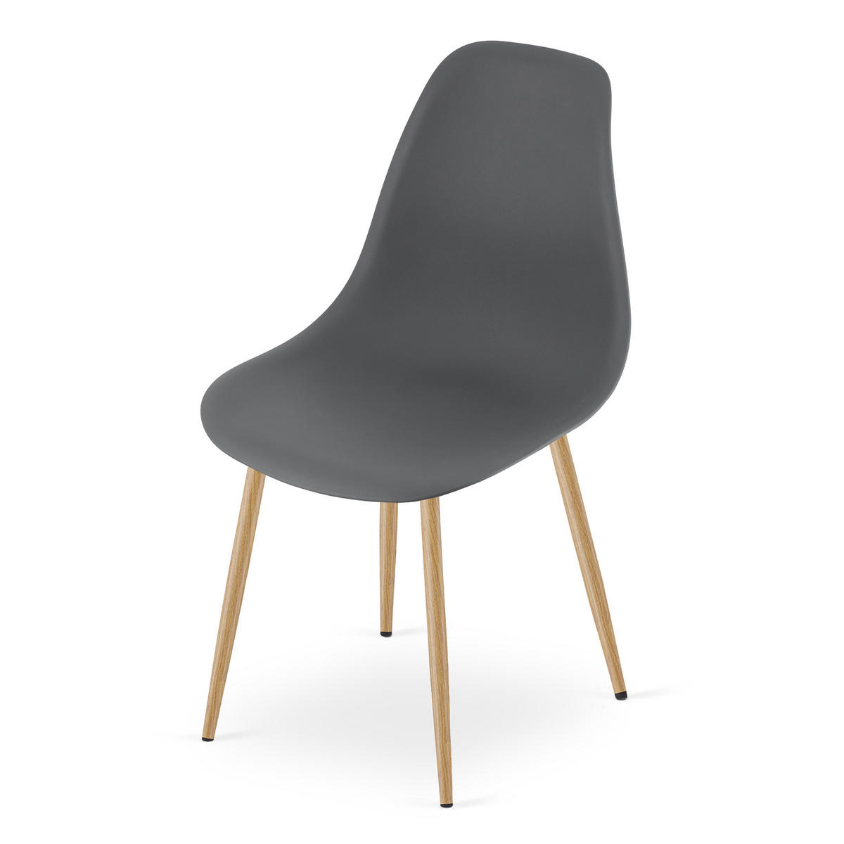 ESSZIMMERSTUHL 2-er Set KALEO dunkelgrauer Sitz, natürliche Beine - Dunkelgrau/Naturfarben, Kunststoff (46/84/51cm) - Valora