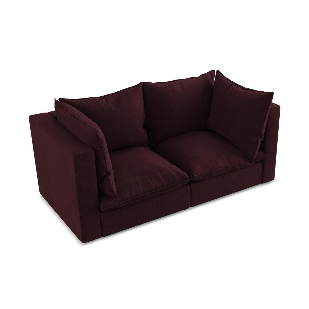 2-SITZER SOFA Strukturstoff Rot - Rotbraun/Schwarz, Holzwerkstoff/Kunststoff (180/77/90cm) - LaMiaSofa