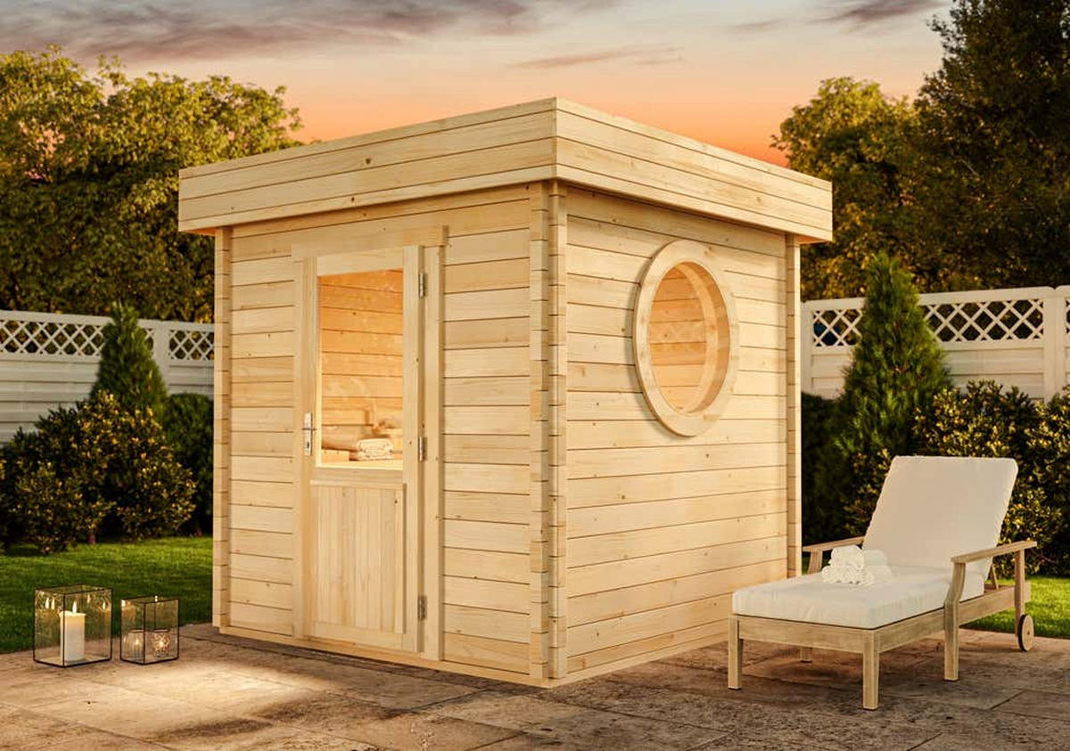 GARTENSAUNA Holz Cubus Compact - Naturfarben, Holz (264/263/267cm) - FinnTherm
