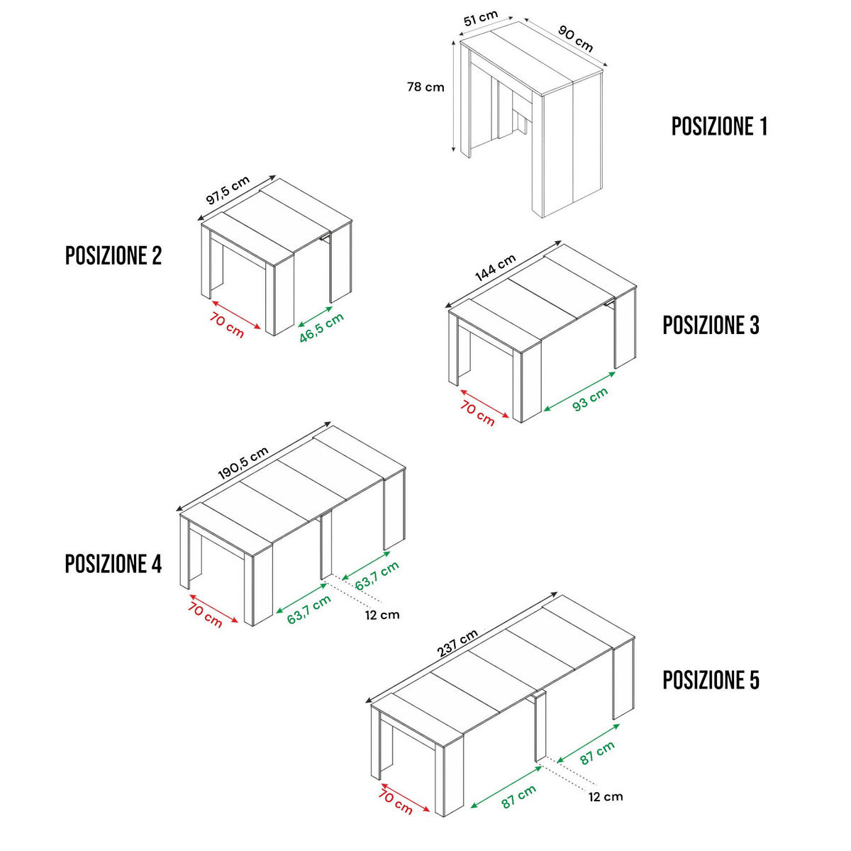 TISCH Ausziehbar Anthrazit 51/90/78 cm - Schwarz, Holzwerkstoff (90/78/51cm) - DMORA
