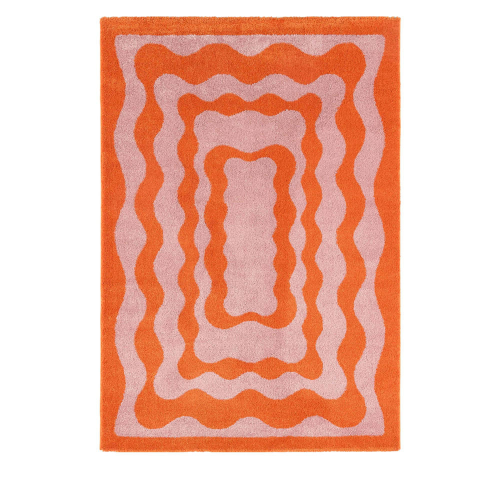 VINTAGE-TEPPICH mit gewelltem Muster - Groove - 120 cm x 160 cm - Orange, Kunststoff (120/160cm) - Drawer