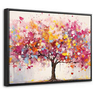 LEINWAND Bilder mit Rahmen - Aquarell - Baum - Kunst - Abstrakt - 40x30 - Multicolor, Textil (40/30cm) - MuchoWow