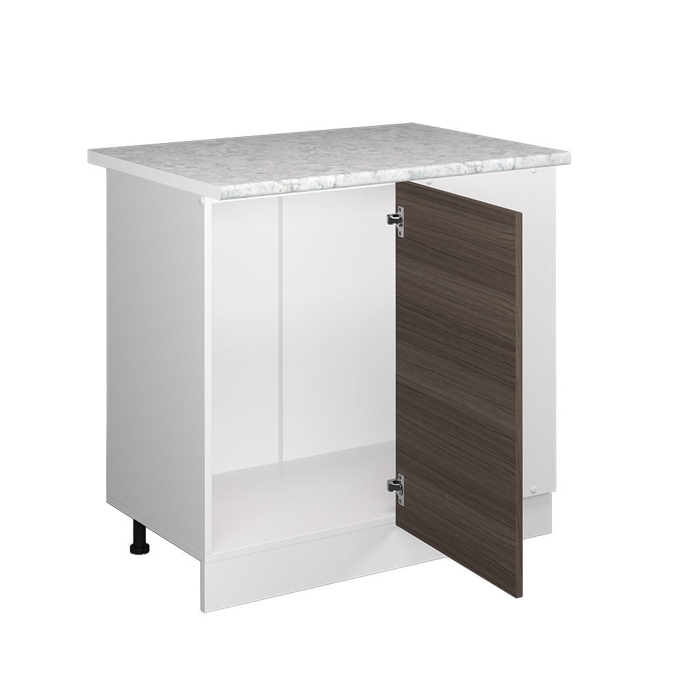 ECKUNTERSCHRANK R-Line Grau 86 cm, AP Marmor - Weiß/Braun, Holzwerkstoff (86/81.6/60cm) - Vicco