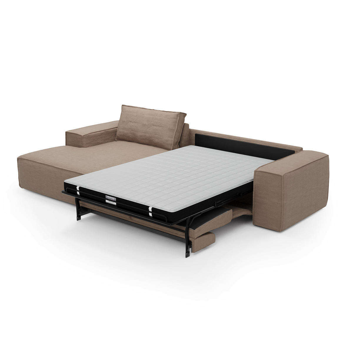 ECKSOFA LINKS Gerippter Samt Taupe 302cm - Taupe, Textil (165/302cm) - Sia Home