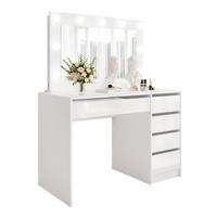 SCHMINKTISCH BELLA II mit LED-Beleuchtung und Spiegel, 110 cm Weiß Hochglanz - Weiß Hochglanz, Holzwerkstoff (110/77/55cm) - Idohome