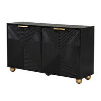 KOMODA z MDF 120x71,5x35 cm černá se 4 dvířky, nastavitelnými policemi a gravírovaným dekorem - černá, kompozitní dřevo (120/71.5/35cm) - Modfu