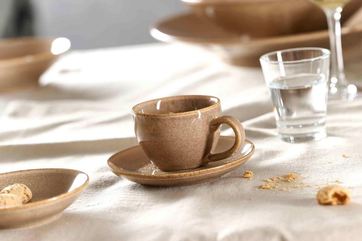 ESPRESSOTASSEN MIT UNTERTASSEN Sahara Hellbraun 100 ml 6er Set - Hellbraun, Keramik (11.5/7/11.5cm) - Ritzenhoff Breker