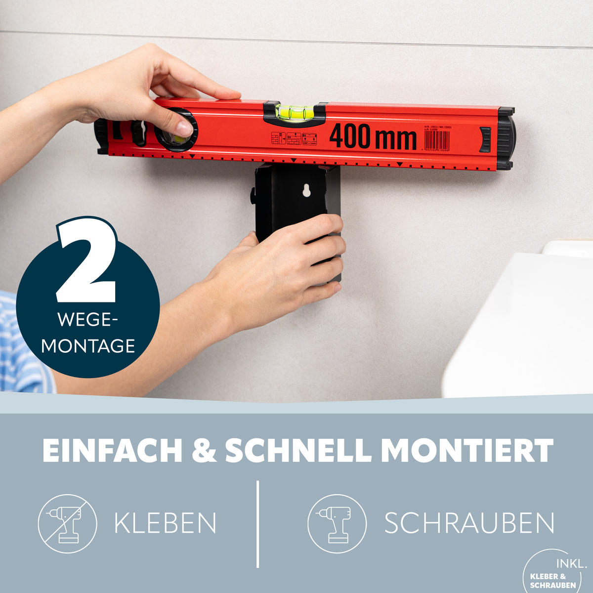 WC-GARNITUR inkl. Wandhalterung - Schwarz, Metall (10/39/14.5cm) - bremermann