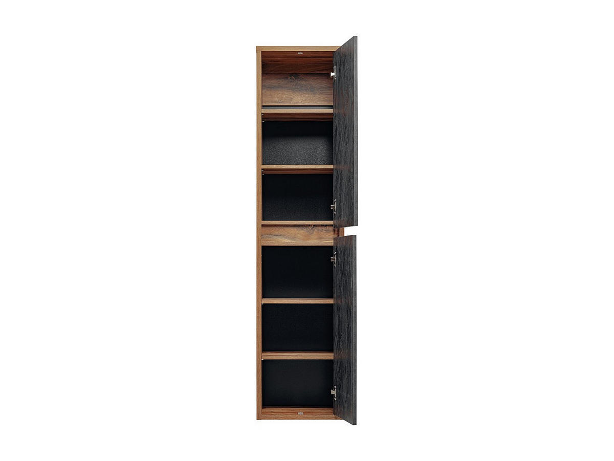 BADSCHRANK - 40 cm x 33 cm - Holz, Platte - Anthrazitgrau, Naturfarben Hell - TIKITIKI - Anthrazit/Naturfarben, Holz (40/170/33cm) - Vente-Unique