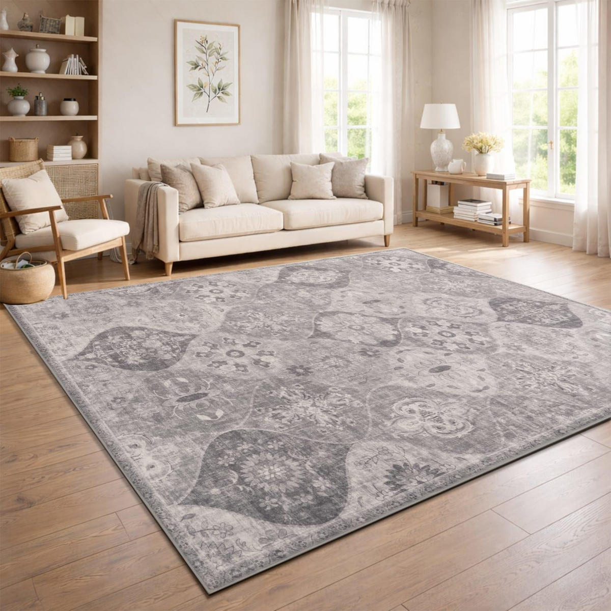 KURZFLOR-TEPPICH SEMER 421 GRAU 120X160 - Grau, Kunststoff (120/160cm) - Paco Home