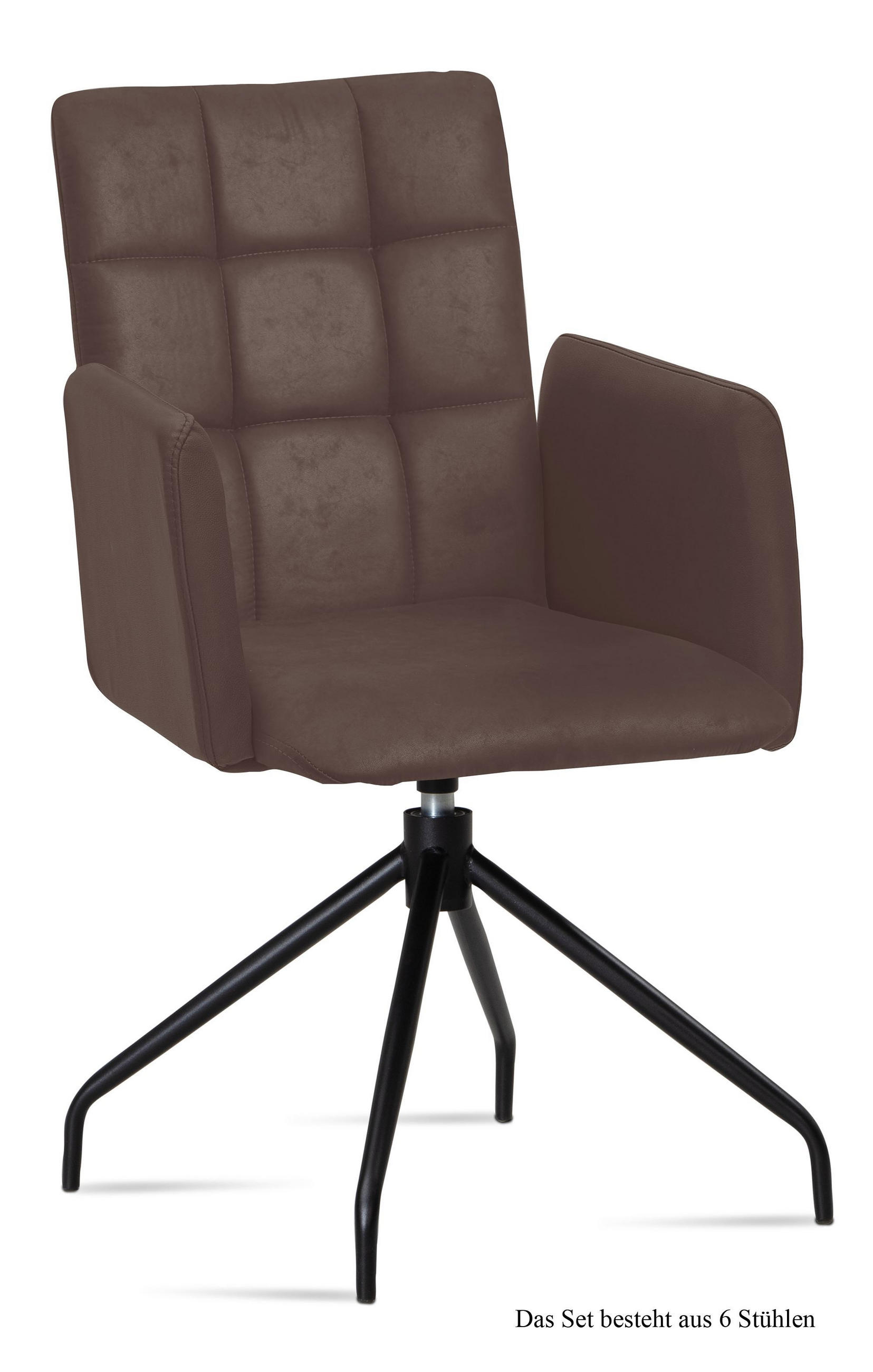 ARMLEHNSTUHL drehbar (6er-Set) Dollie 52x91x60 Schwarz/Braun - Schwarz/Braun, Kunststoff (60/91/52cm) - 58aufmkessel