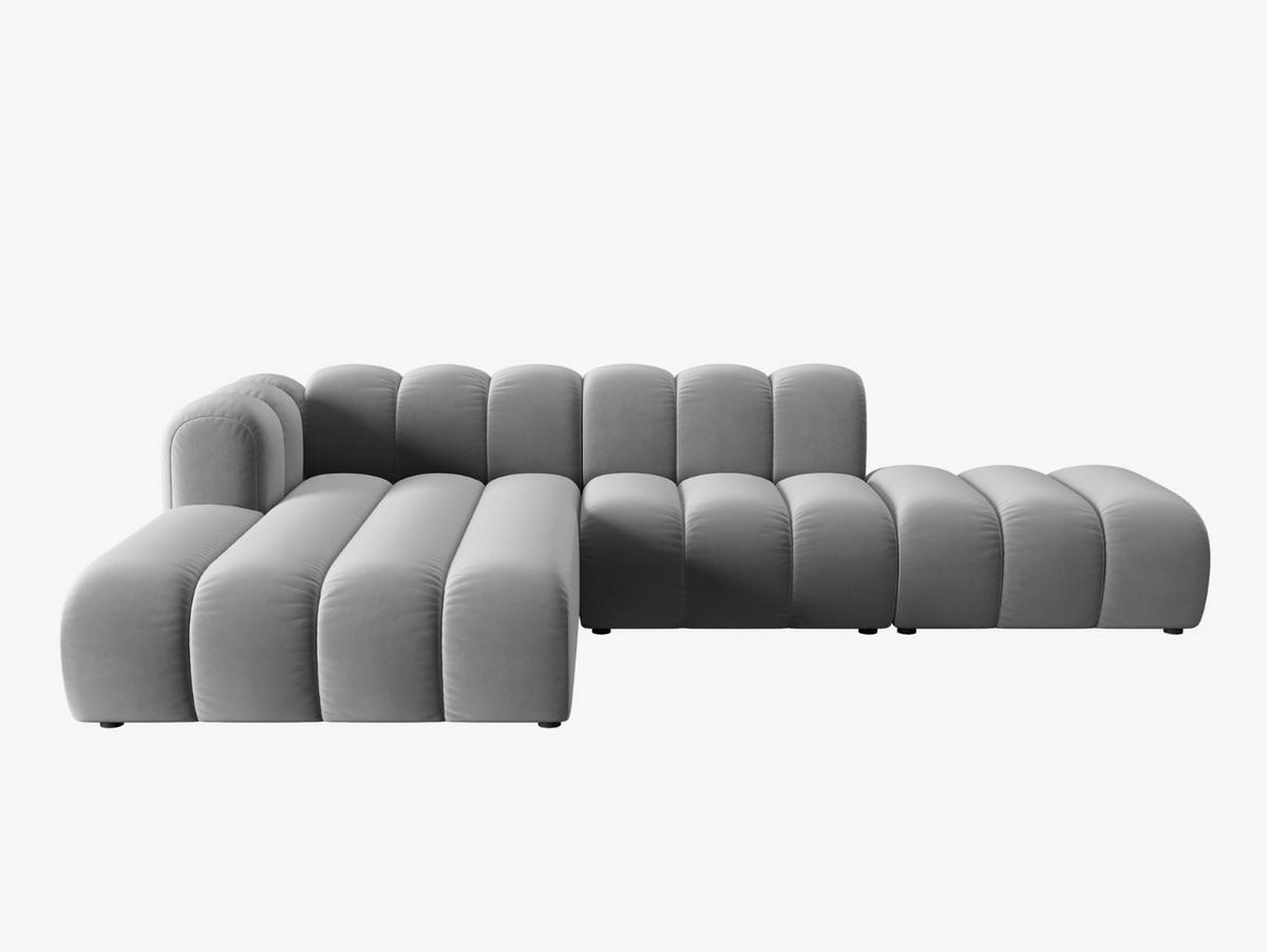 ECKSOFA modular links Lupine aus Samt grau 5 Sitzplätze - Grau, Textil (177/299cm) - Micadoni