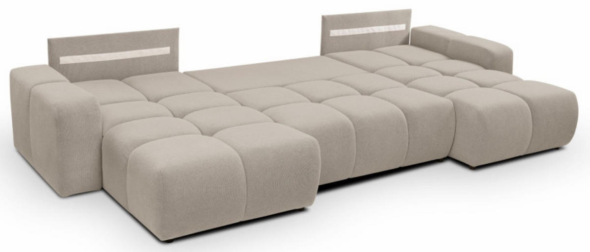 ECKSOFA Dunkelbeige Curio 11 Mit Schlaffunktion - Beige, Textil (359/177cm) - Sepro Meble