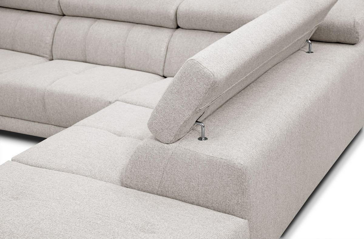 ECKSOFA MORELLO 5-Sitzer, creme - Anthrazit/Schwarz, Holzwerkstoff/Textil (287/228cm) - Courtois Laville