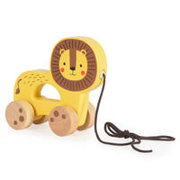 HOLZSPIELZEUG Nachziehspielzeug Holztier gelb Holz, 4 Räder, Ziehschnur, Motorik, Laufhilfe, ab 18 Monate, Tier - Gelb, Holz (5/9/8cm) - Tooky Toy
