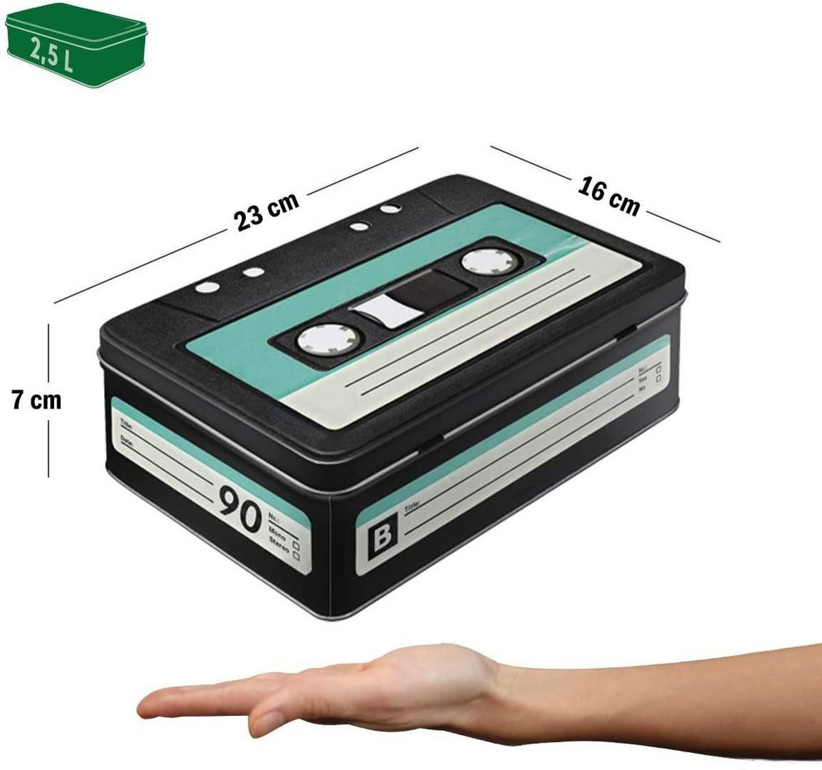 VORRATSDOSE flach etro Wave Retro Cassette - Multicolor, Metall (23/7/16cm) - Nostalgic-Art