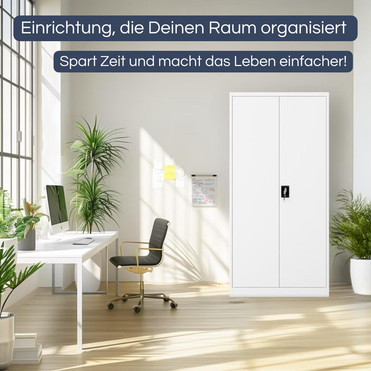 AKTENSCHRANK abschließbar KADO Flügeltüren 185x90x60cm Weiß - Weiß, Metall (90/185/60cm) - DELUKE