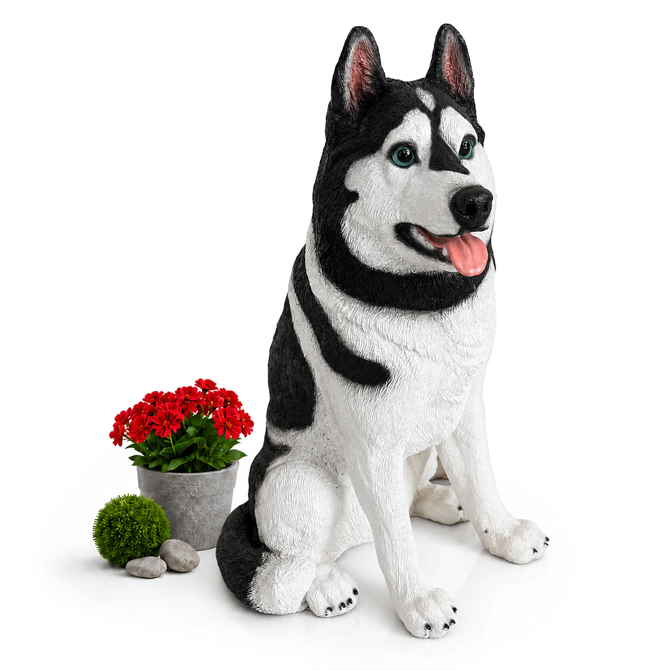 Relaxdays FIGURKA Přírodní barvy pes husky polyresin 86 cm