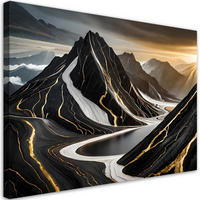 WANDBILD abstrakte berge minimalismus - Schwarz, Textil (60/40cm) - Feeby