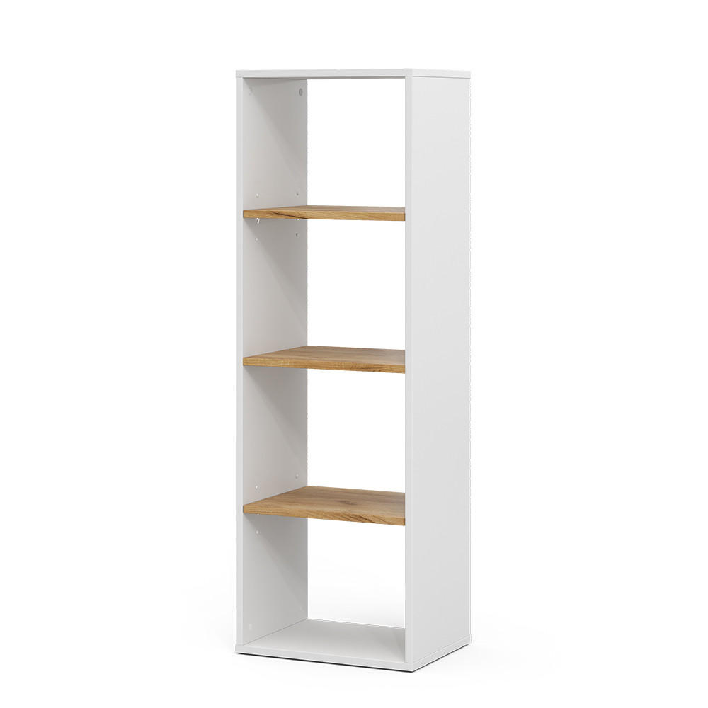 BÜCHERREGAL Tomy Weiß/Goldkraft Eiche 40 x 120 cm ,4 Fächer - Honigeiche/Weiß, Holzwerkstoff (40/120/30cm) - Vicco