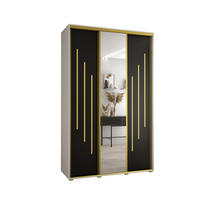 SCHWEBETÜRENSCHRANK 235,2/160/60 3-türig - Goldfarben/Schwarz, Holz/Metall (160/235/60cm) - Abiks Möbel