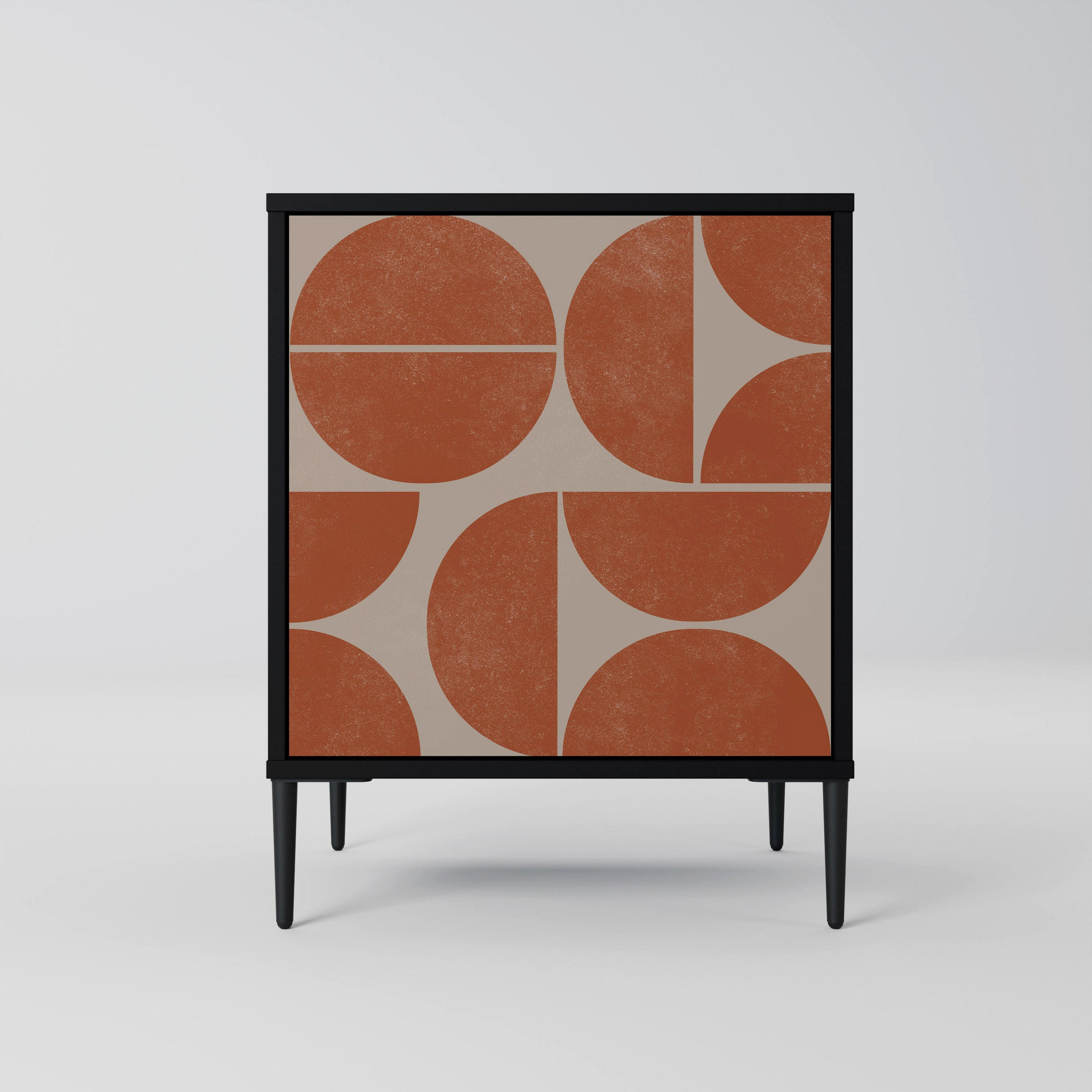 SIDEBOARD REPETITION COMPULSION, Schwarz, 57,5x42x72,5 cm, Schwarze Metallfüße - Multicolor/Schwarz, Holzwerkstoff/Metall (57.5/72.5/42cm) - SpaceRebels