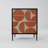 SIDEBOARD REPETITION COMPULSION, Schwarz, 57,5x42x72,5 cm, Schwarze Metallfüße - Multicolor/Schwarz, Holzwerkstoff/Metall (57.5/72.5/42cm) - SpaceRebels