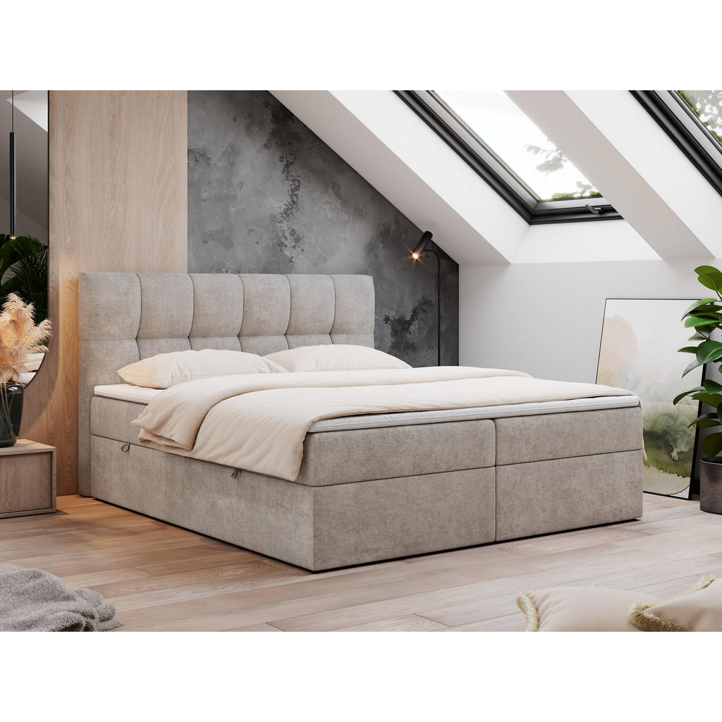 Thumbnail - MKS Boxbett, Beige, Textil, 2-Sitzer, H3, Rechteckig, 200x200 cm, Schlafzimmer, Betten, Boxspringbetten
